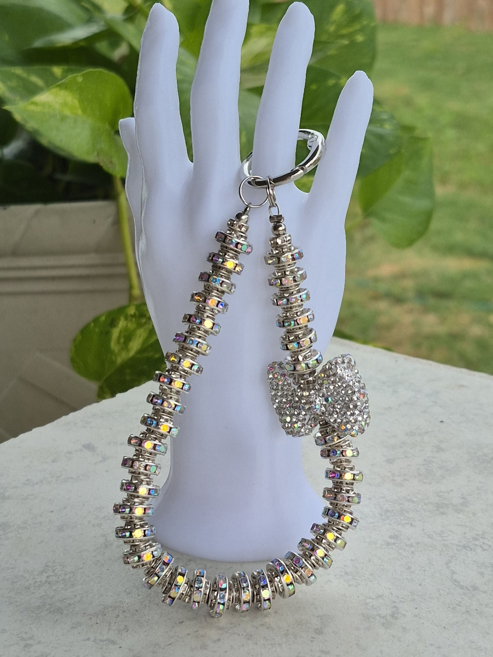 Rhinestone Bow Wristlet Strap - Sparkly Bag Strap & Keychain